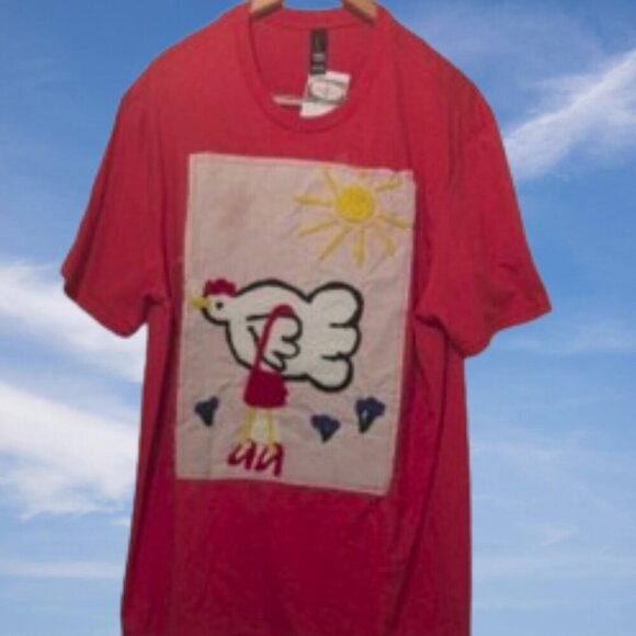 NWT Artistic Unique Chicken Embroidery Mother Hen Vibrant Red ✨ 2 /$15 ✨ - Picture 1 of 4